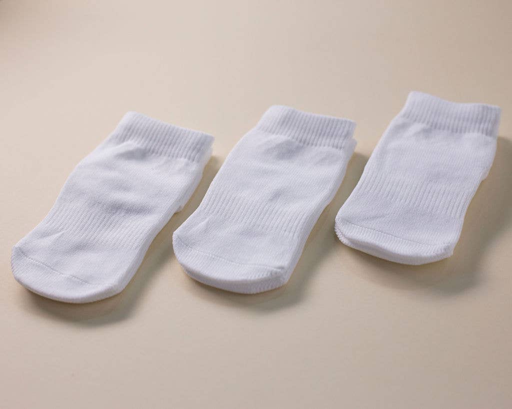 Cleary - White Non-Slip Silicone Grip Baby, Kids Ankle Socks
