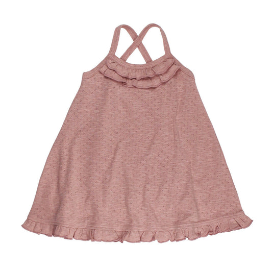 Organic Pointelle Twirl Dress in Taffy