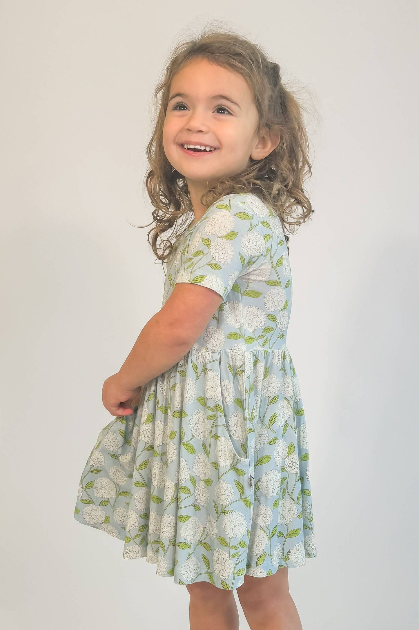Hydrangeas - Short Sleeve Pocket Dress