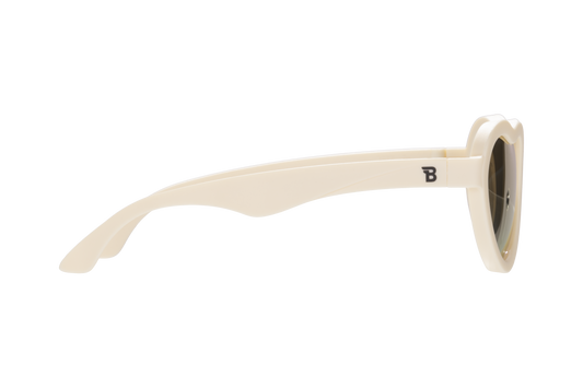 Sweet Cream Polarized Heart Sunglasses with Mirrored Lens