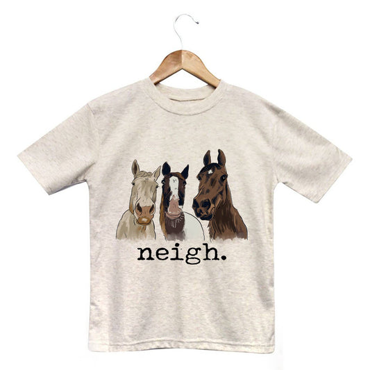 "Neigh" Horse Farm Boys Country Western Kid Summer Clothing