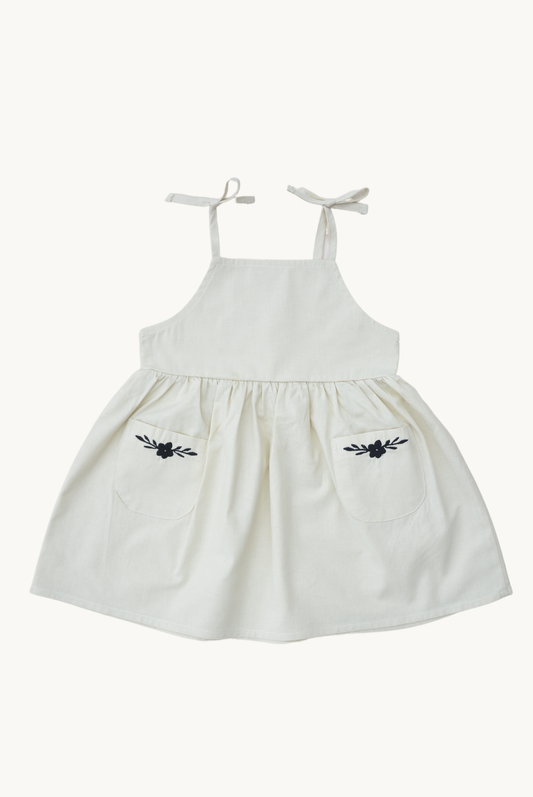 Baby / Girl Embroidered Summer Beige Dress 100% Cotton