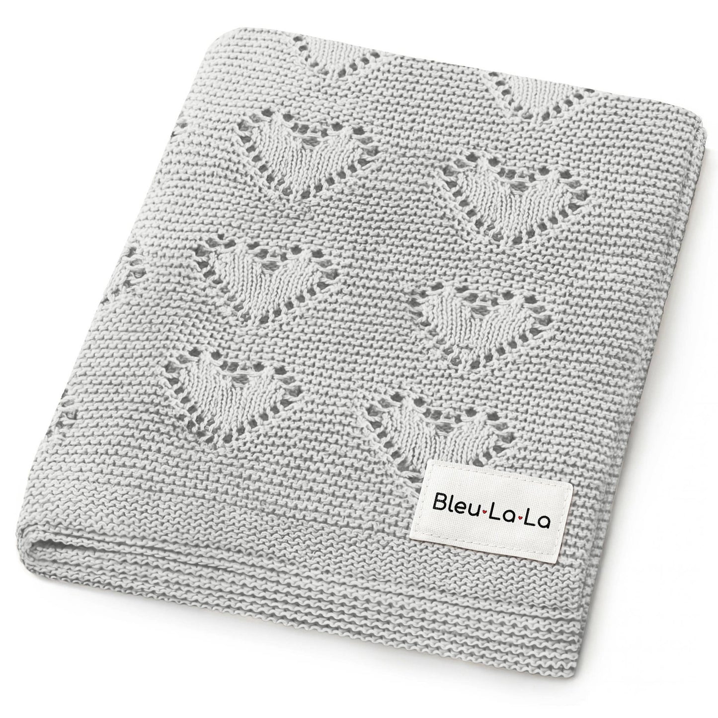 100% Luxury Cotton Receiving Swaddle Baby Blanket - Heart: Lavender