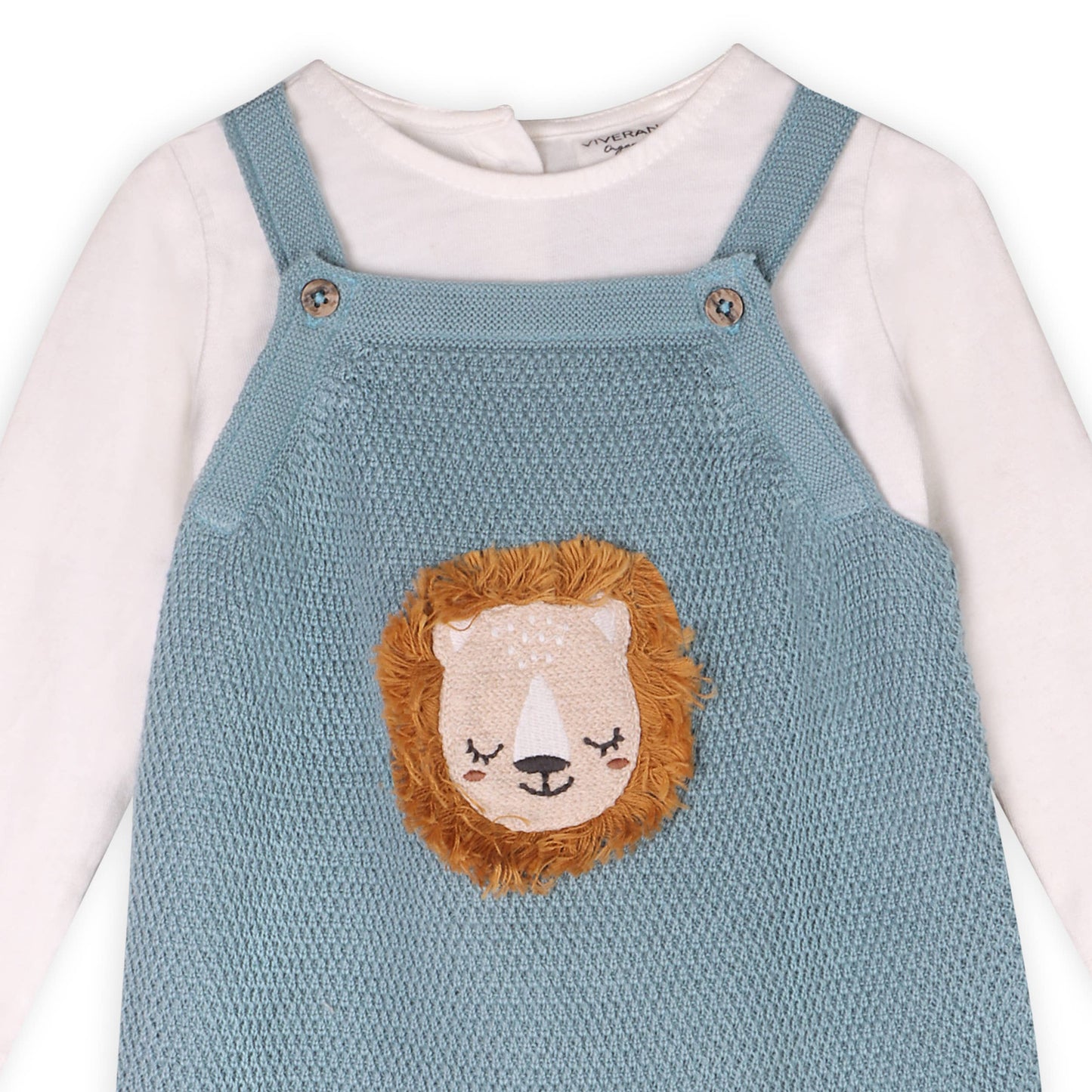 Lion Applique Sweater Knit Baby Overall Set (Organic Cotton)