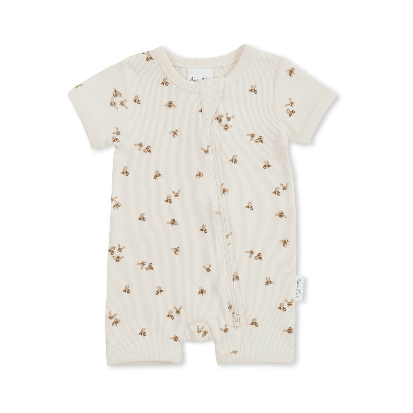 Bee Luxe Rib Zip Short Romper