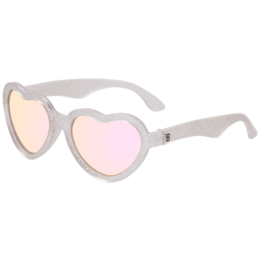 Silver Shimmer Hearts with Pink Mirrored Lens