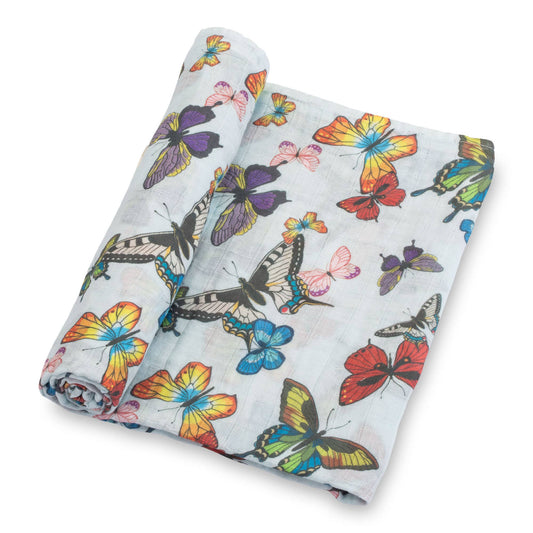 Butterfly Away Baby Muslin Swaddle Blanket
