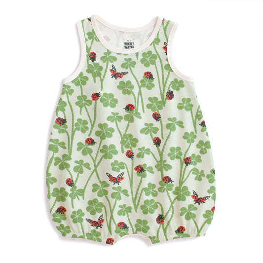 Bubble Romper - Clover & Ladybugs Green