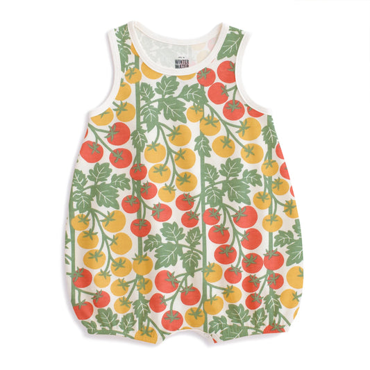 Bubble Romper - Tomato Vines Red & Yellow