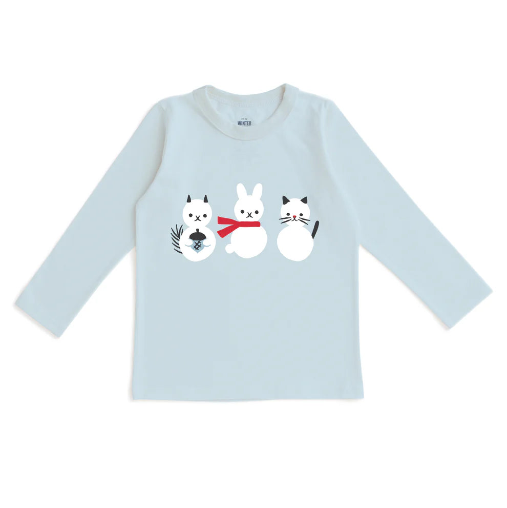 Long Sleeve Graphic Tee | Snow Friends Sky Blue