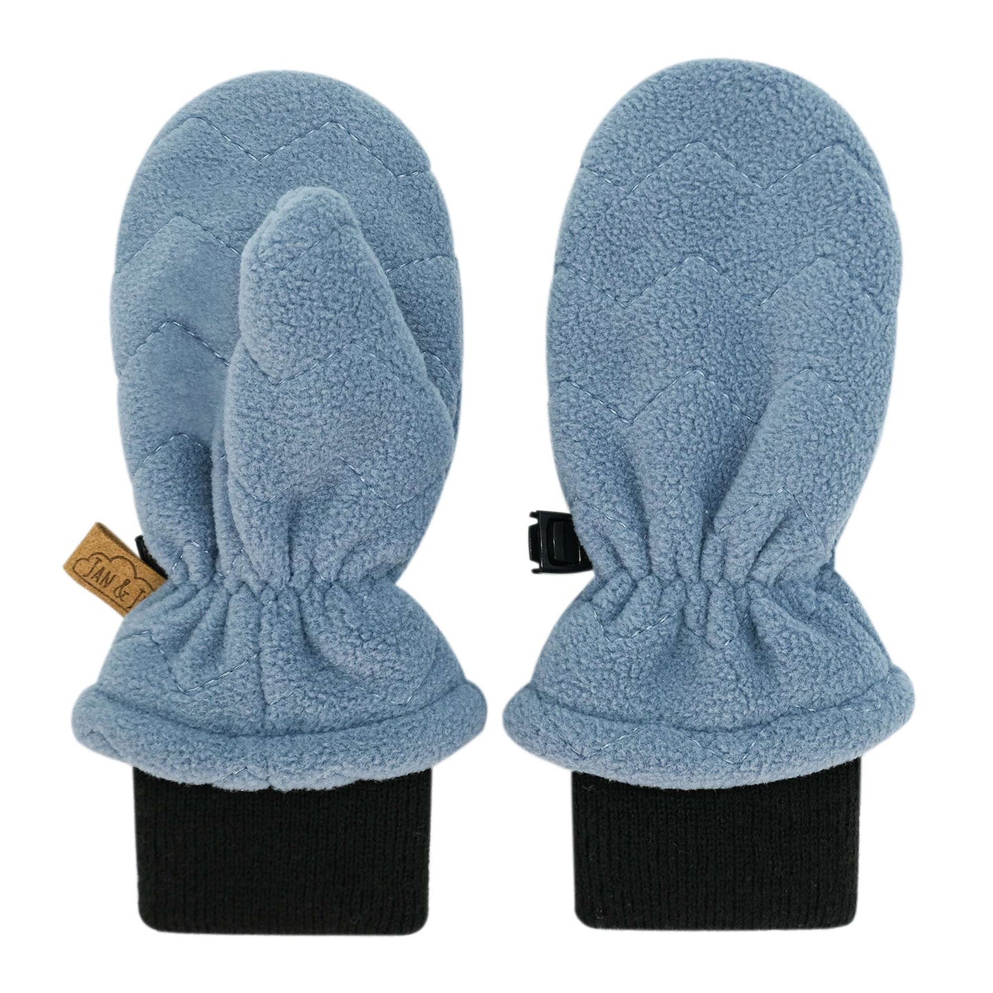 Cream and Stormy Blue | Fleece Mittens