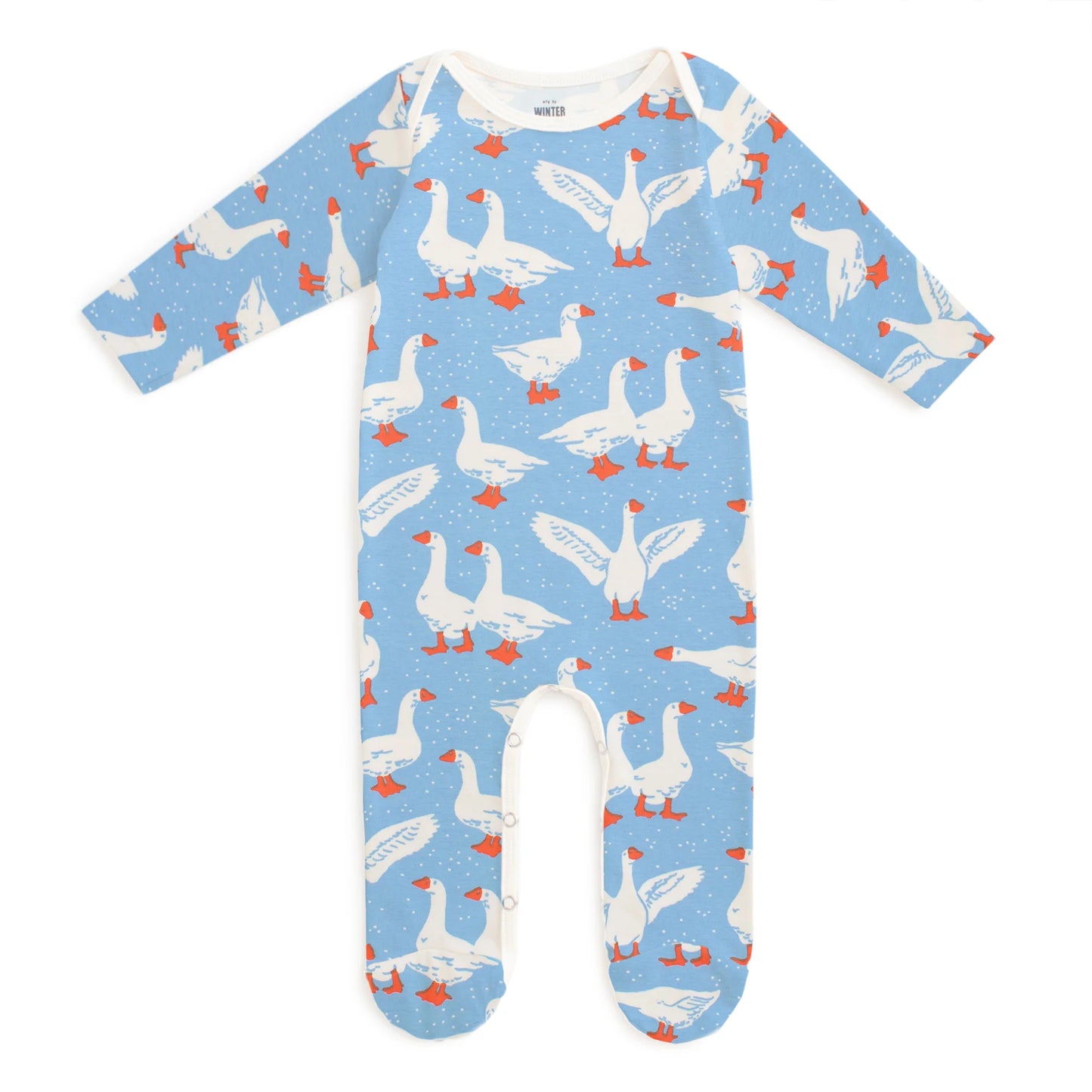 Long-Sleeve Footed Romper - Silly Geese