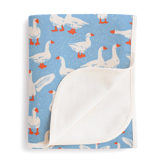 French Terry Blanket - Silly Geese Blue