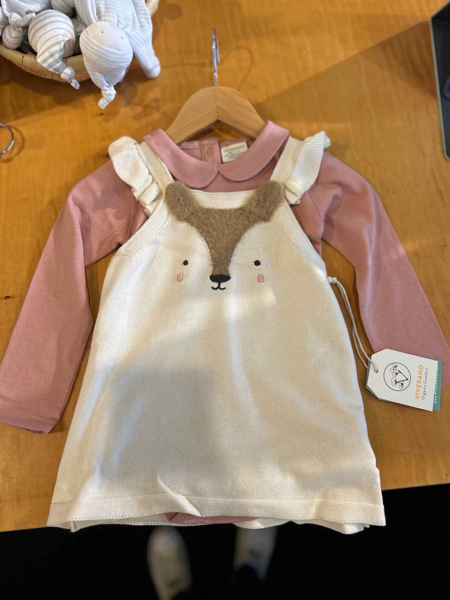 Fox Jacquard Knit Baby Tunic Dress Set