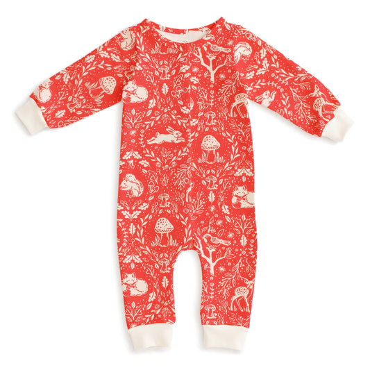 French Terry Jumpsuit | Animal tapestry Red
