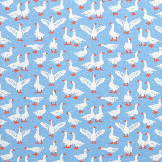 French Terry Blanket - Silly Geese Blue