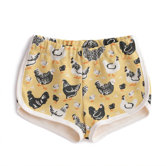 French Terry Shorts - Chicken Family Yellow