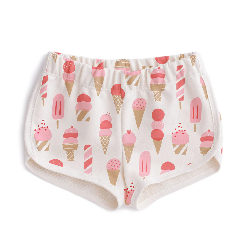 French Terry Shorts | Ice Cream Red & Pink