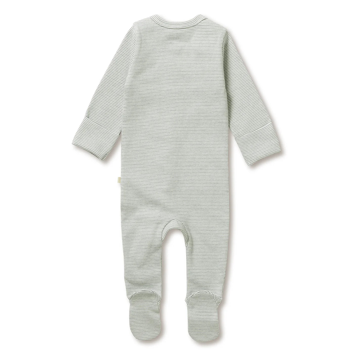 Organic Stripe Rib Zipsuit with Feet- Fern