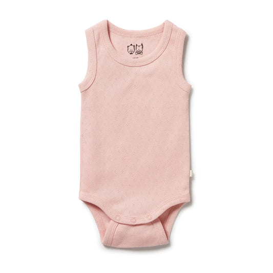 Organic Pointelle Singlet Bodysuit | Cantalope