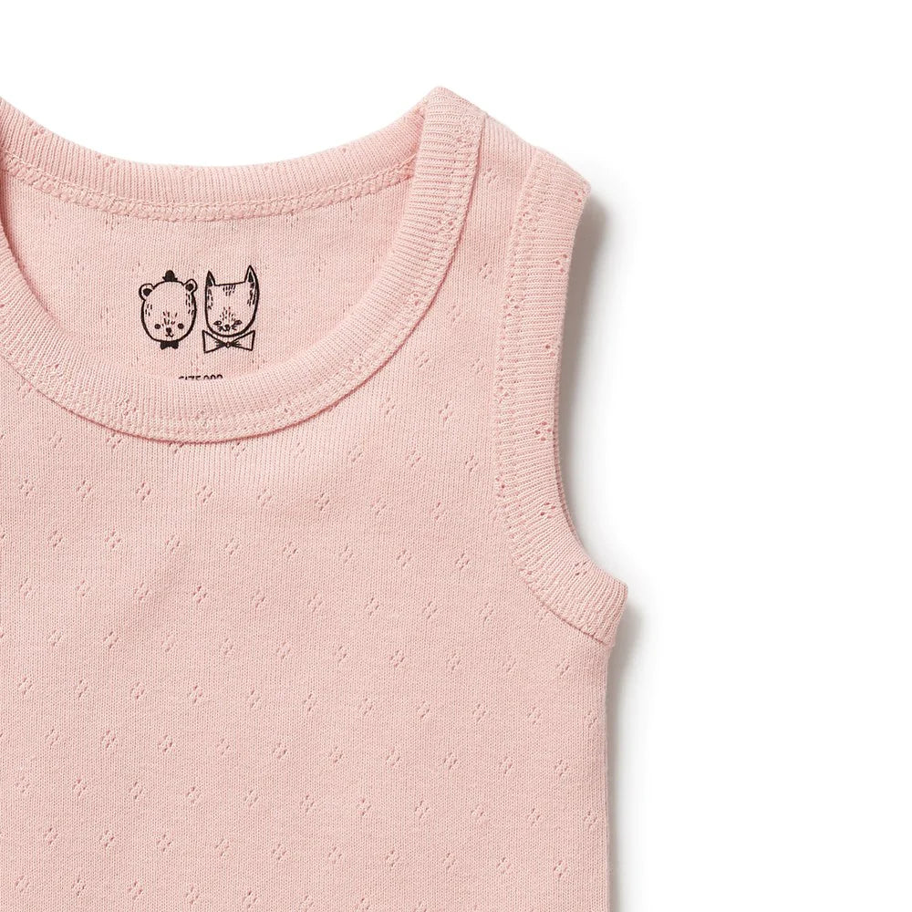 Organic Pointelle Singlet Bodysuit | Cantalope