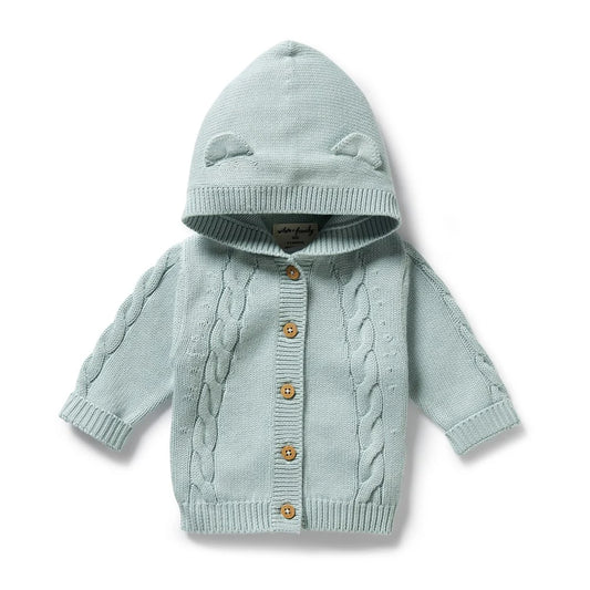 Duck Egg Organic Knitted Cable Jacket
