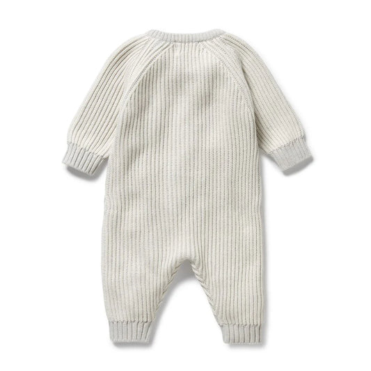 Grey Melange and Oatmeal Organic Knitted Growsuit
