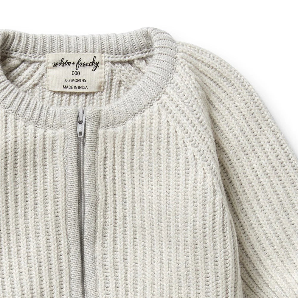 Grey Melange and Oatmeal Organic Knitted Growsuit
