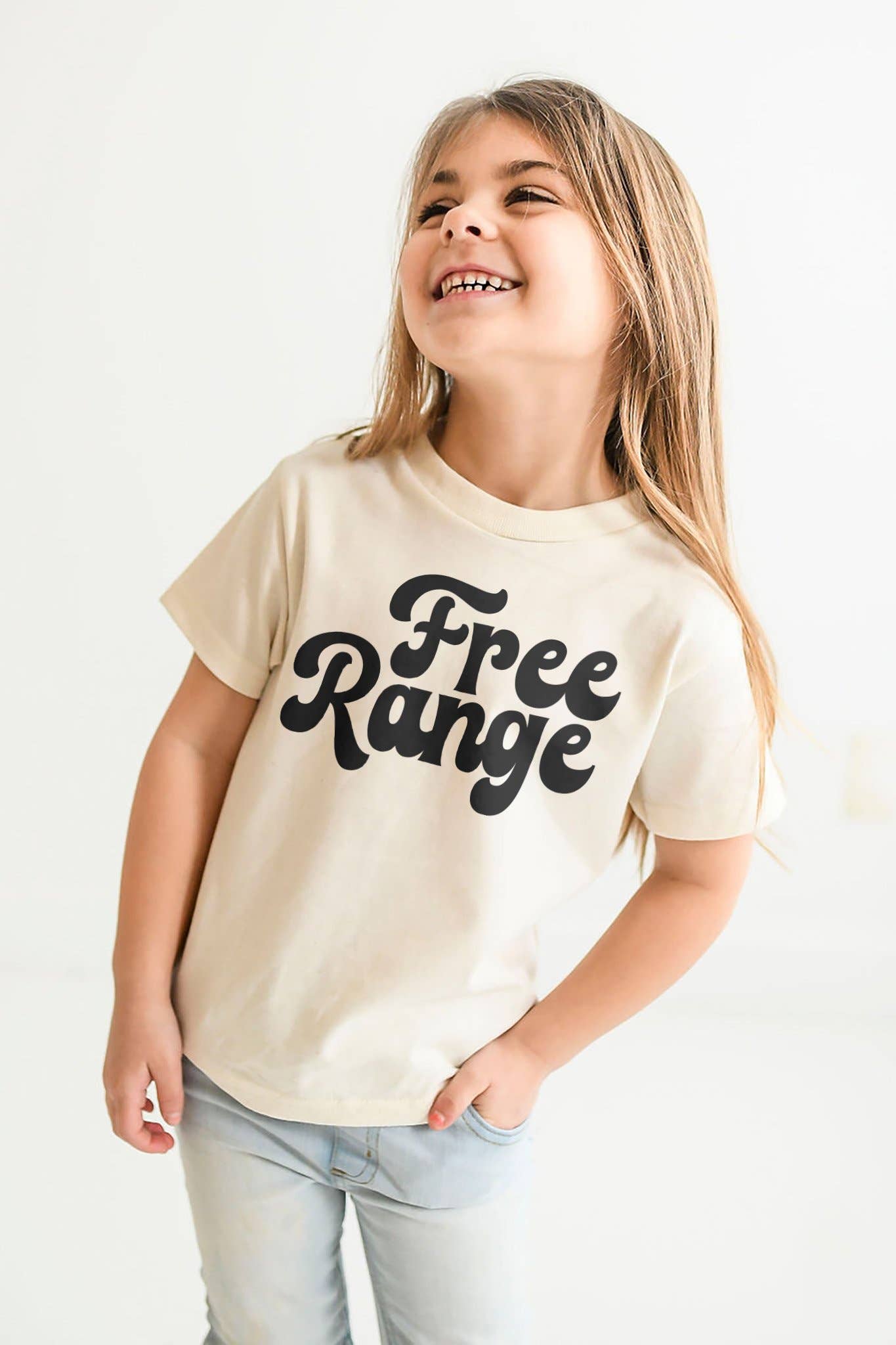 Free Range Kids T-shirt | Eco-Friendly Farm Graphic Tee: Mustard / Youth Small