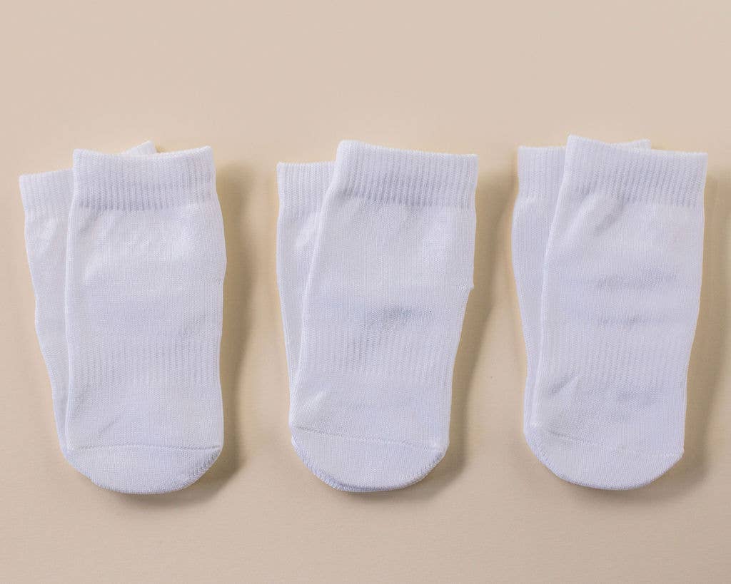 Cleary - White Non-Slip Silicone Grip Baby, Kids Ankle Socks