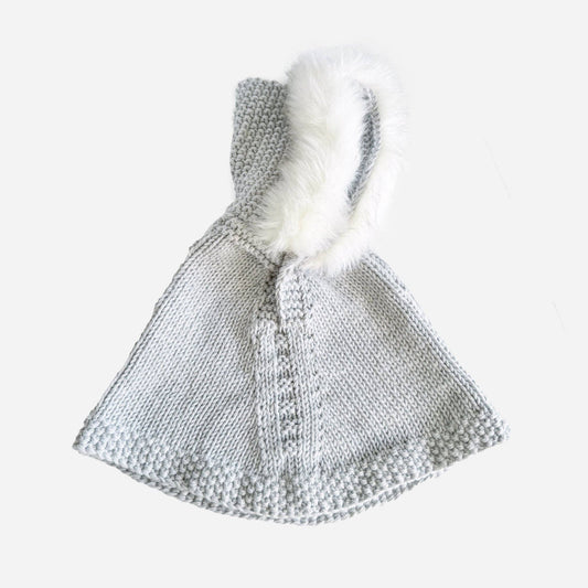 Poncho with Faux Fur Bowie Grey Baby Kid Holiday Winter