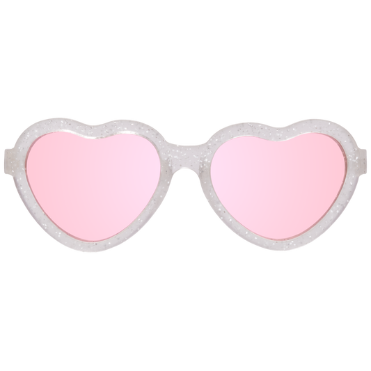 Silver Shimmer Hearts with Pink Mirrored Lens