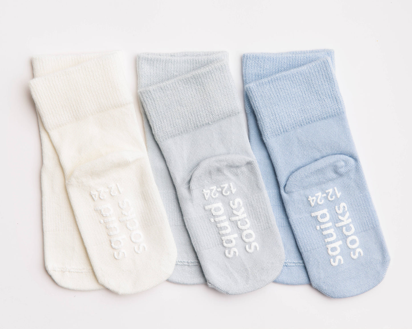 Casen - Non-Slip Baby Socks in Ivory, Powder and Baby Blue