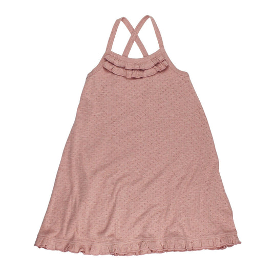 Kids' Organic Pointelle Twirl Dress in Taffy