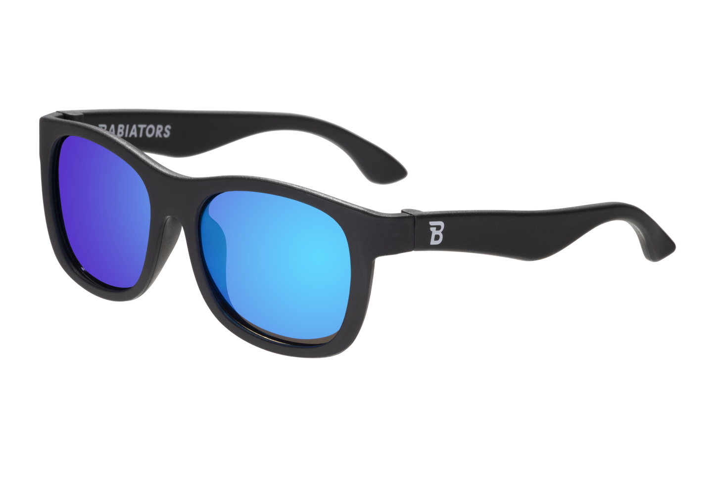 Polarized Kid and Baby Navigator Sunglasses Jet Black | Cobalt Mirrored Lens