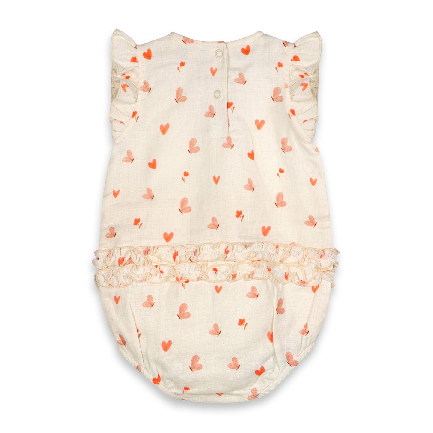 Butterfly Love Side Ruffle Baby Romper (Organic Muslin)