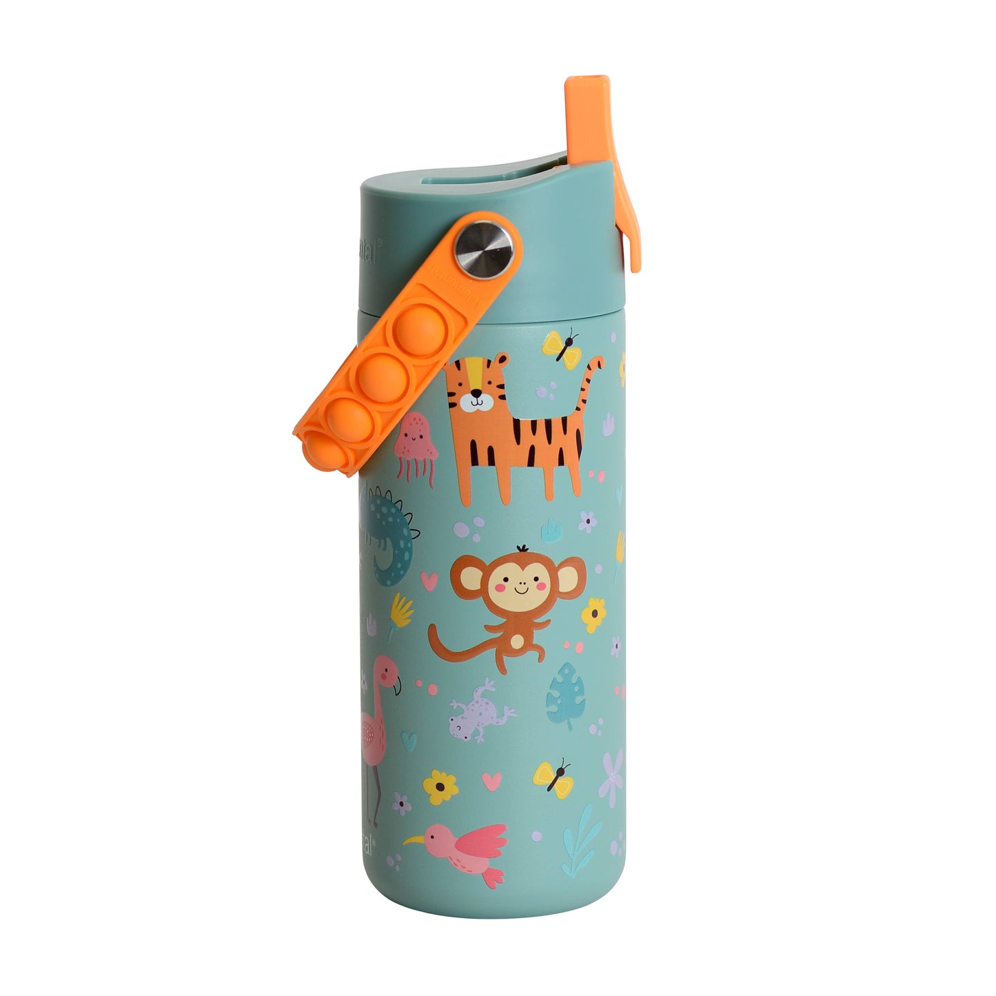 Fidget Handle Kids Stainless Bottle 18oz Safari