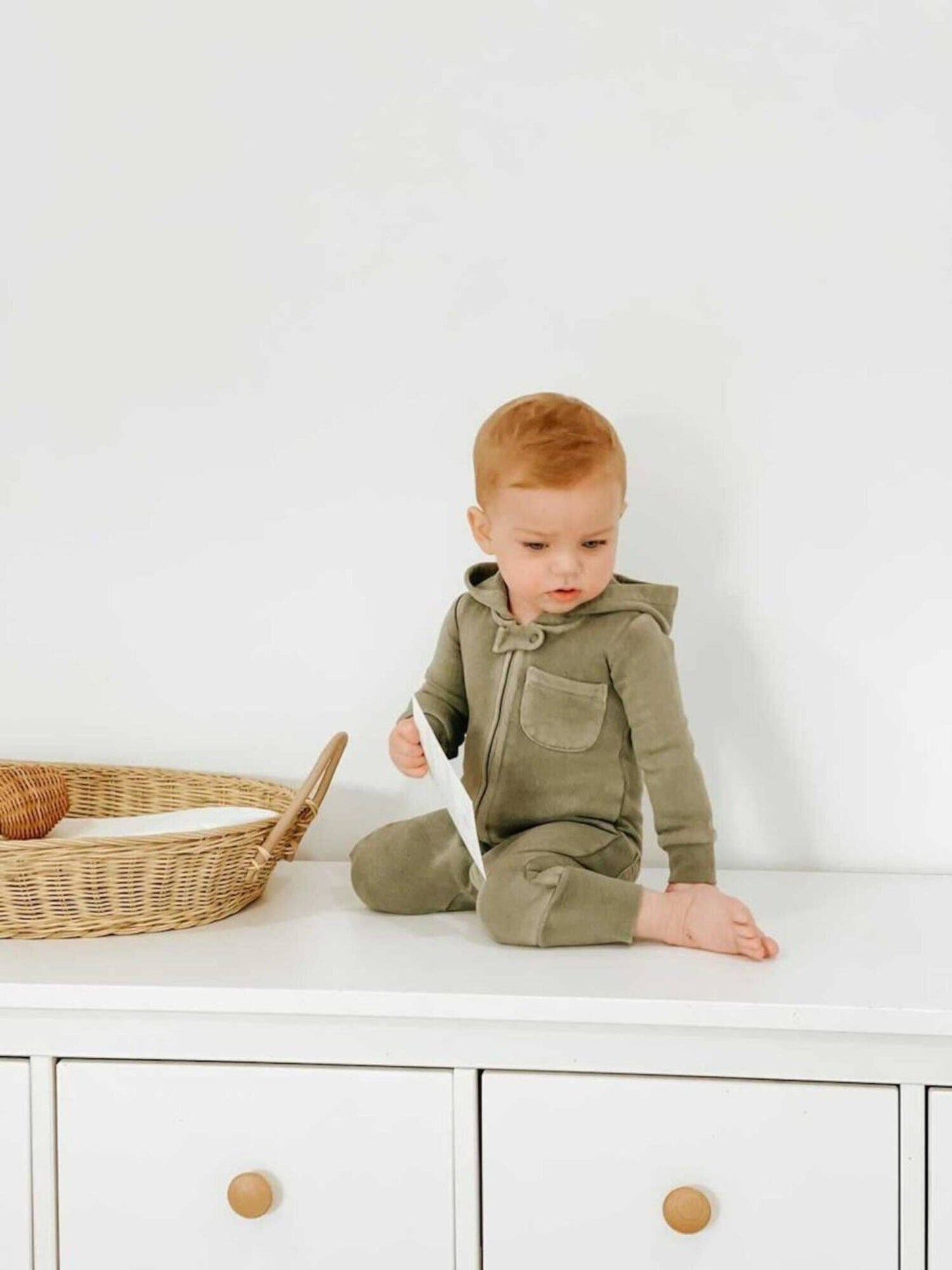 Organic Cozy Zipper Romper in Hunter