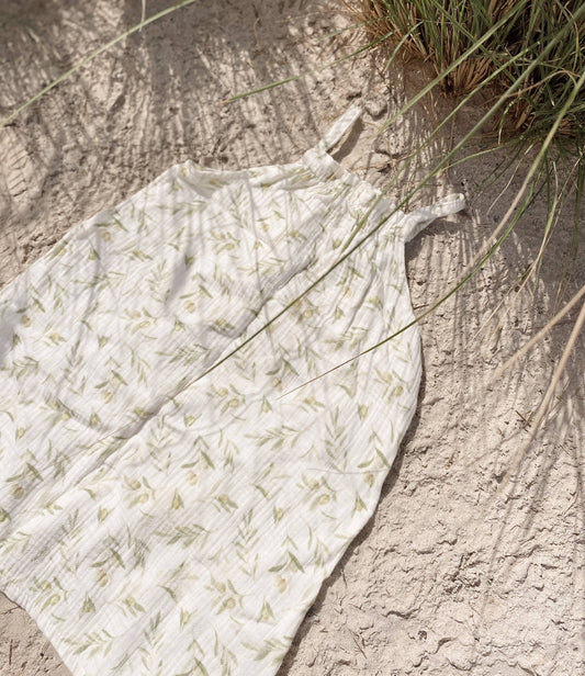 Baby / Kids Summer Olive Pattern Dress 100% Cotton Muslin