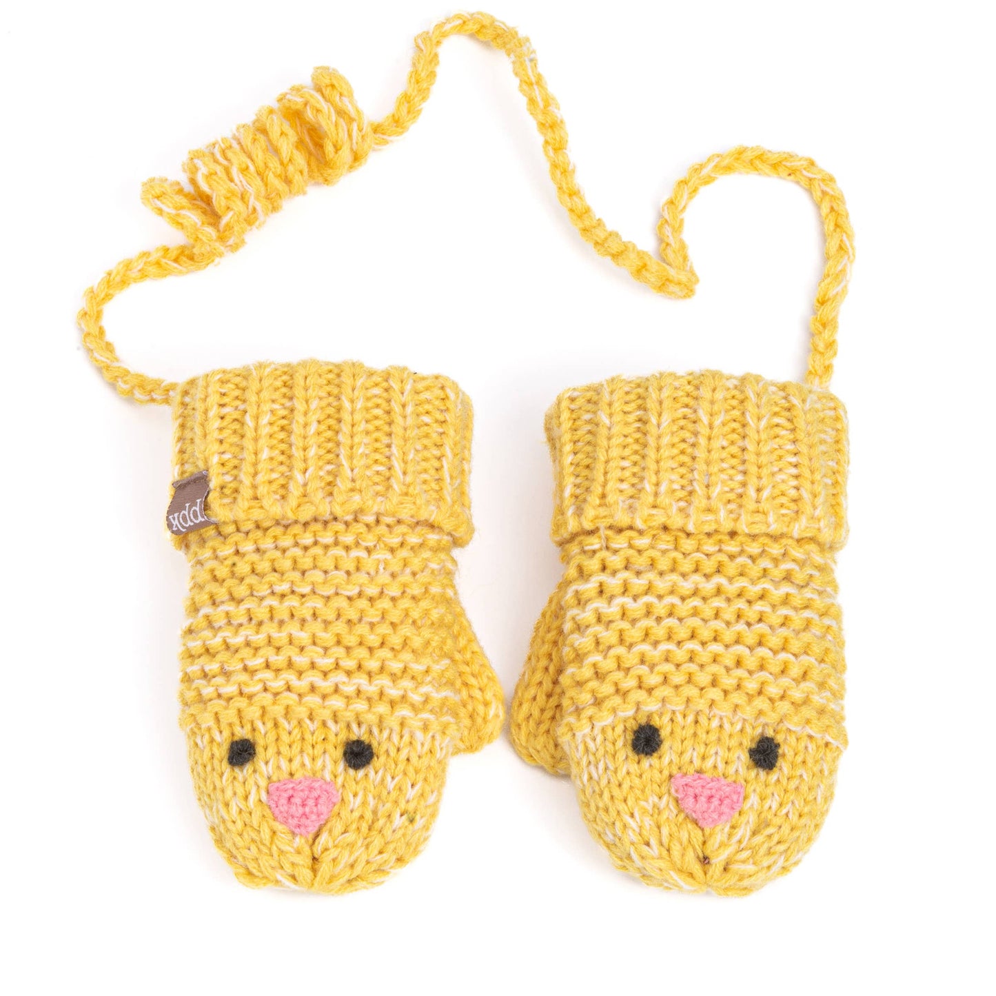 Baby Chick Knit Mittens for Kids up to Age 6 - Yellow