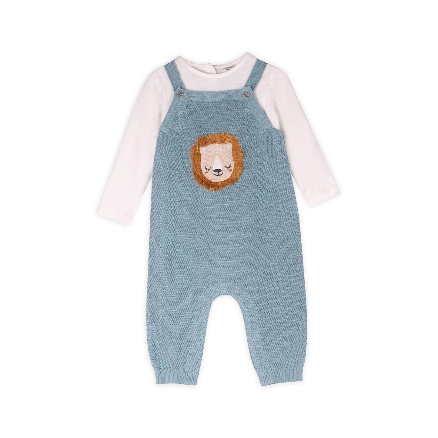 Lion Applique Sweater Knit Baby Overall Set (Organic Cotton)