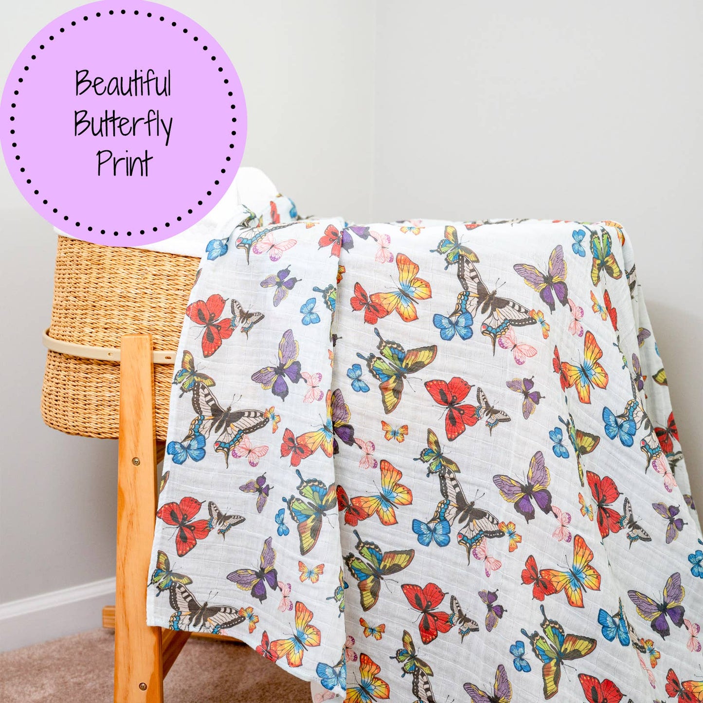 Butterfly Away Baby Muslin Swaddle Blanket