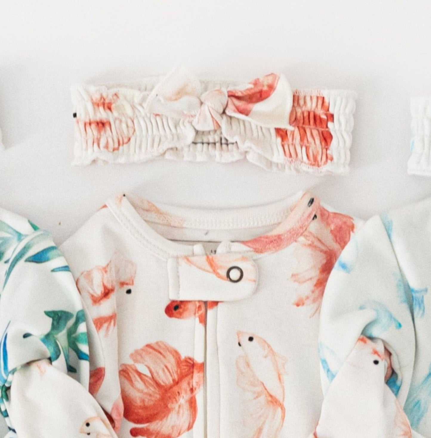 Organic Footless 2-Way Zipper Romper in Goldfish