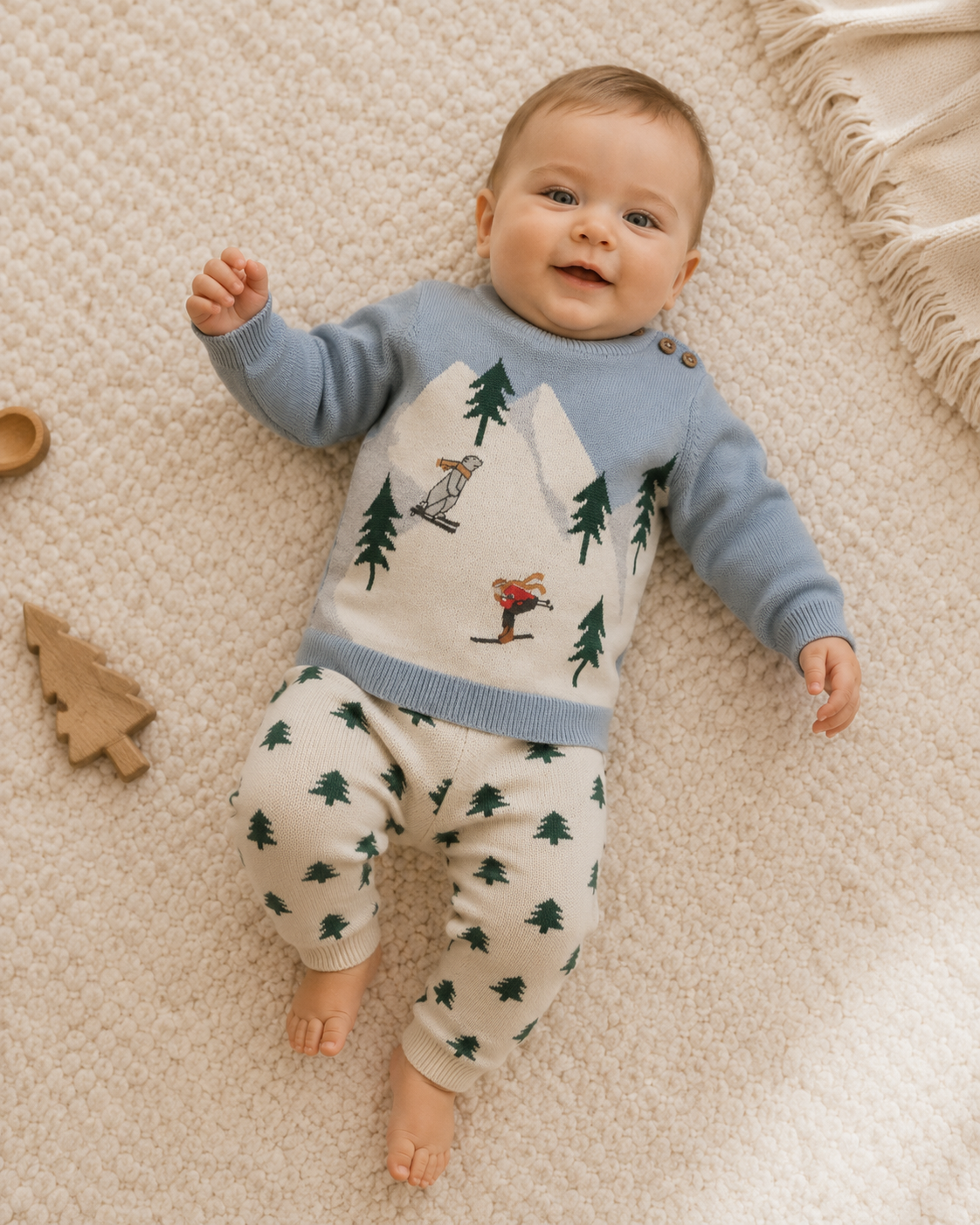 Ski Knit Baby Pullover Sweater & Pant Set (Organic Cotton)