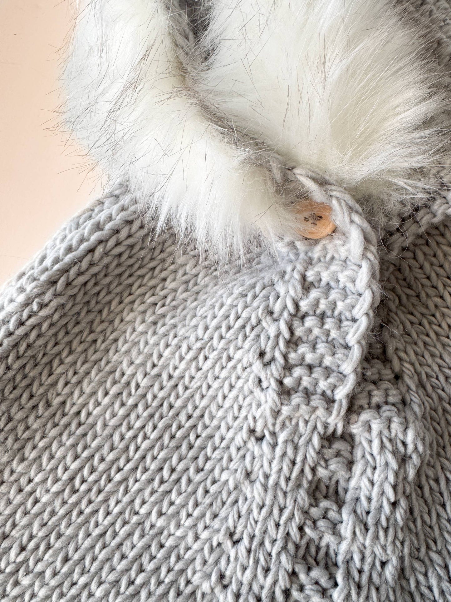 Poncho with Faux Fur Bowie Grey Baby Kid Holiday Winter