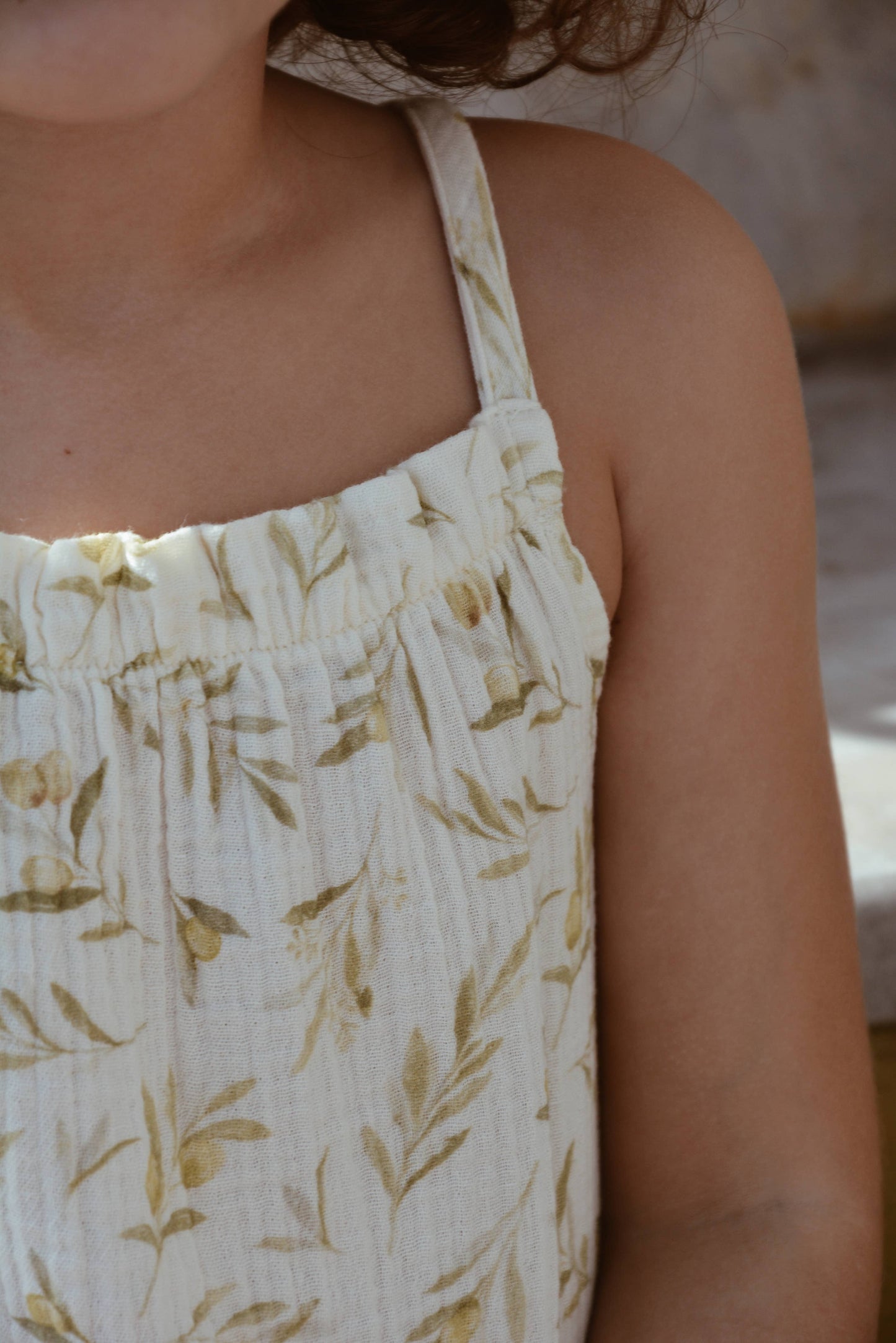 Baby / Kids Summer Olive Pattern Dress 100% Cotton Muslin