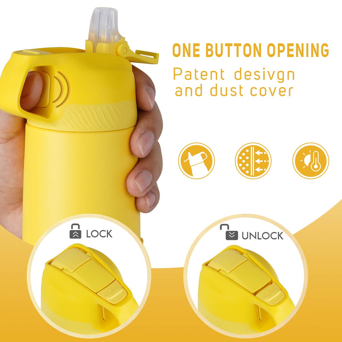 12oz. S/S Insulated Kid's Water Bottle With Pop-up Straw Lid