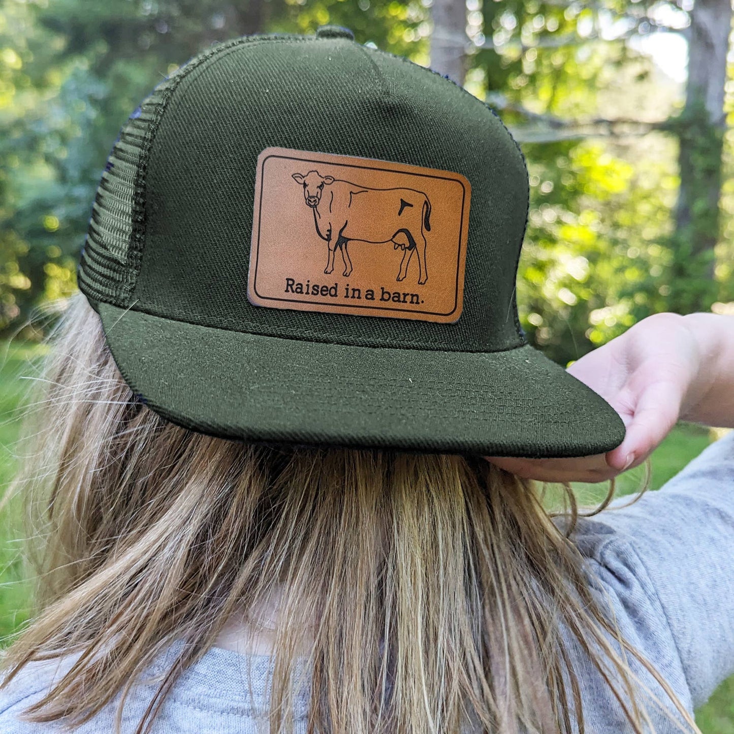 Raised in a barn Cow Western Kids Trucker Hat Fall 2024