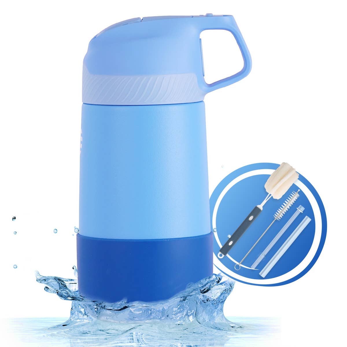 12oz. S/S Insulated Kid's Water Bottle With Pop-up Straw Lid