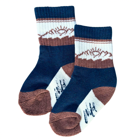 Navy Blue Boot socks Moisture-wicking merino wool for kids